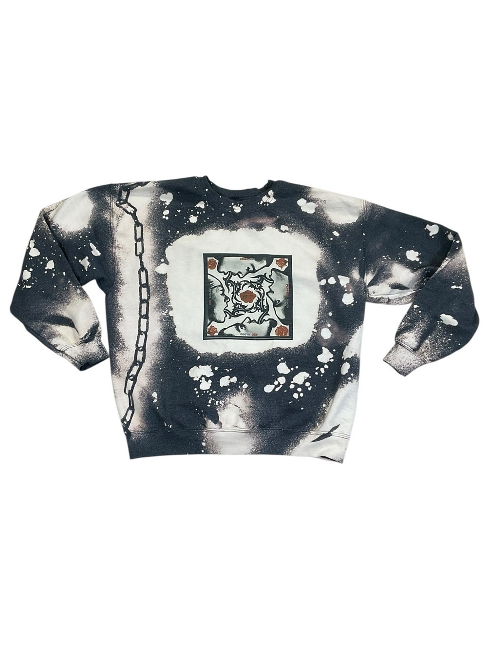 RHCP Upcycled Bleached Sweatshirt Large Red Hot Chili Peppers Grunge Streetwear